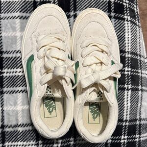 Vans Off-White and Forest Green Sneakers
